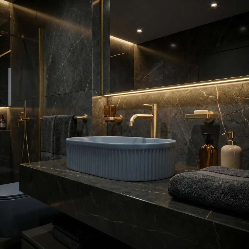 REA-U3535 - Aufsatzwaschbecken VANDA 31x49 cm Keramik/dunkelblau