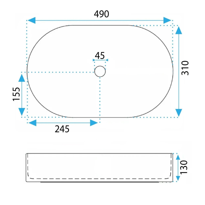 REA-U3535 - Aufsatzwaschbecken VANDA 31x49 cm Keramik/dunkelblau