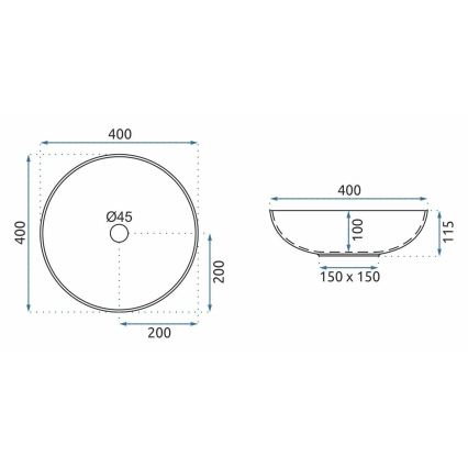 REA-U3608 - Aufsatzwaschbecken JULIANA 40 cm Keramik/weiß/blau