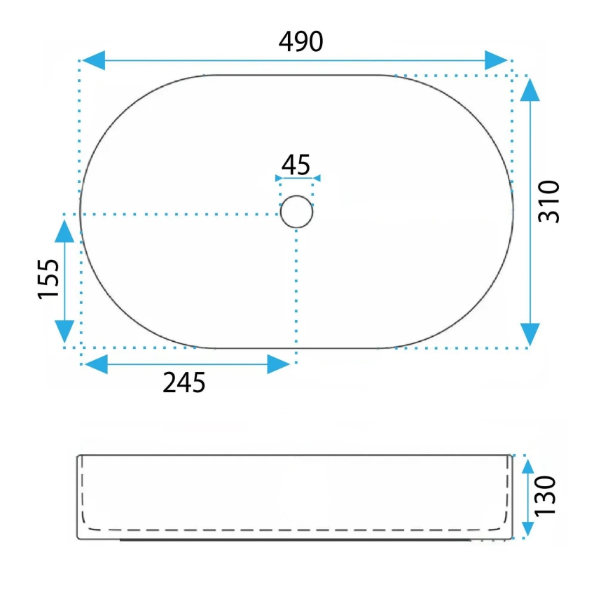 REA-U3612 - Aufsatzwaschbecken VANDA 31x49 cm Keramik/grün