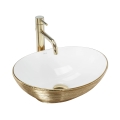 REA-U3697 - Aufsatzwaschbecken SOFIA 34,5x41 cm Keramik/Weiß/gebürstetes Gold