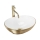 REA-U3697 - Aufsatzwaschbecken SOFIA 34,5x41 cm Keramik/Weiß/gebürstetes Gold