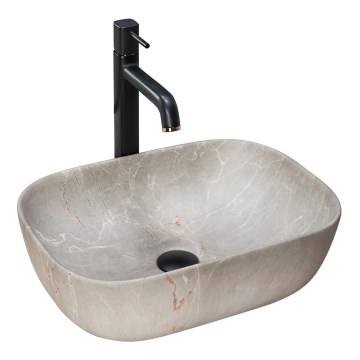 REA-U3802 - Aufsatzwaschbecken LIVIA 33,5x46,5 cm Keramik/grau/Marmor-Optik