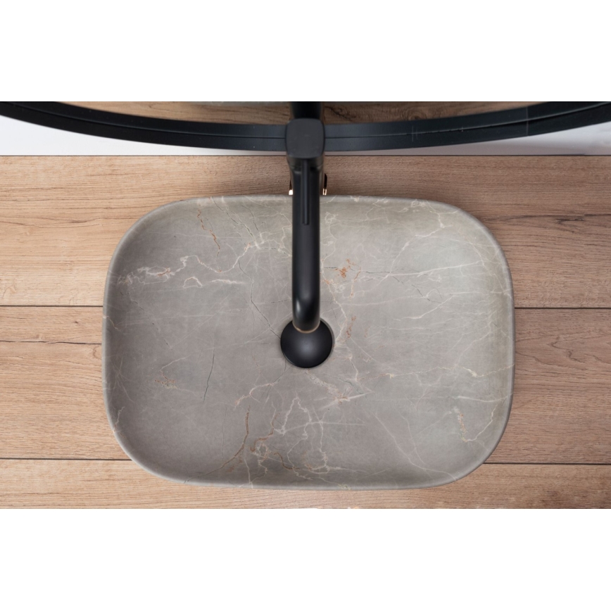 REA-U3802 - Aufsatzwaschbecken LIVIA 33,5x46,5 cm Keramik/grau/Marmor-Optik