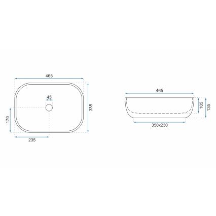 REA-U3802 - Aufsatzwaschbecken LIVIA 33,5x46,5 cm Keramik/grau/Marmor-Optik