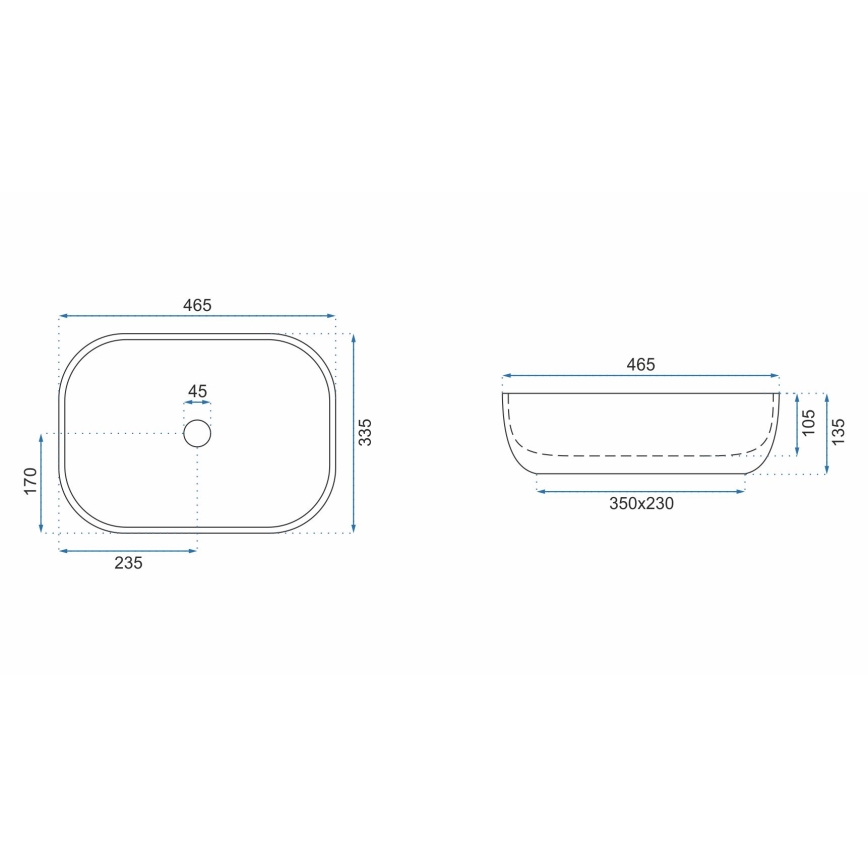 REA-U3802 - Aufsatzwaschbecken LIVIA 33,5x46,5 cm Keramik/grau/Marmor-Optik
