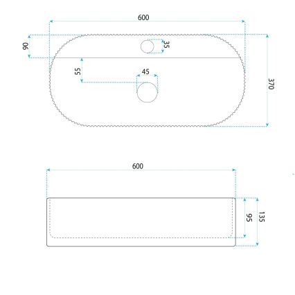 REA-U4002 - Aufsatzwaschbecken MARCELA 37x60 cm Keramik/hochglänzend weiß