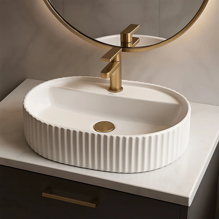 REA-U4003 - Aufsatzwaschbecken MARCELA 35,5x50 cm Keramik/glänzend weiß