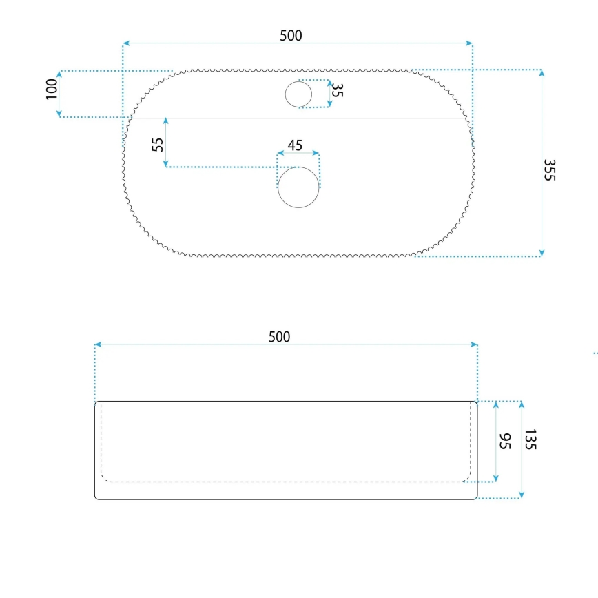 REA-U4003 - Aufsatzwaschbecken MARCELA 35,5x50 cm Keramik/glänzend weiß