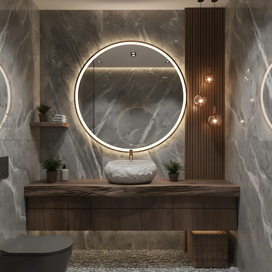 REA-U4332 - Aufsatzwaschbecken MIKA 38x50 cm beige/grau/Steinoptik