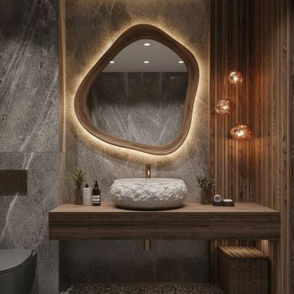 REA-U4332 - Aufsatzwaschbecken MIKA 38x50 cm beige/grau/Steinoptik