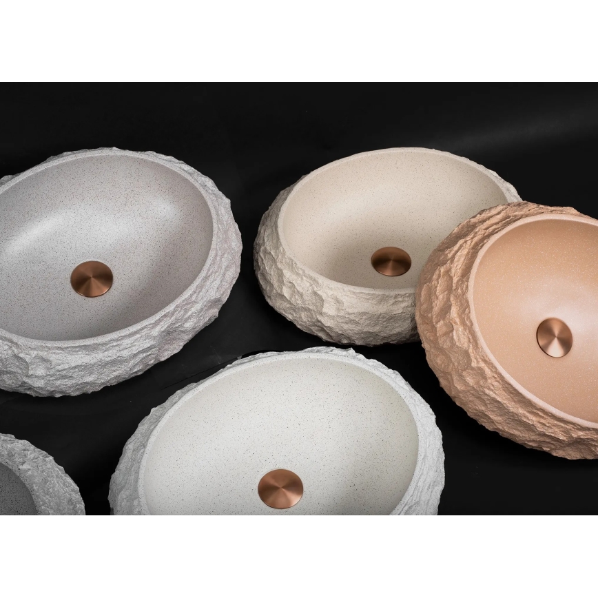 REA-U4332 - Aufsatzwaschbecken MIKA 38x50 cm beige/grau/Steinoptik