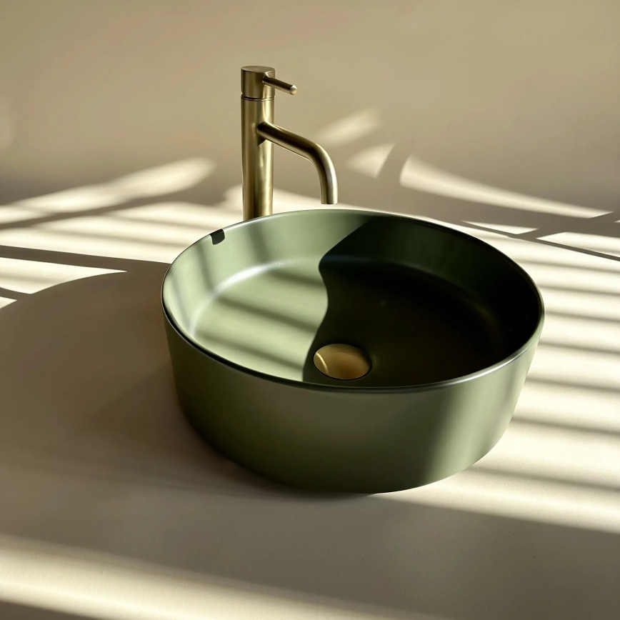 REA-U4567 - Aufsatzwaschbecken SAMI Ø 37 cm Keramik / mattes Grün