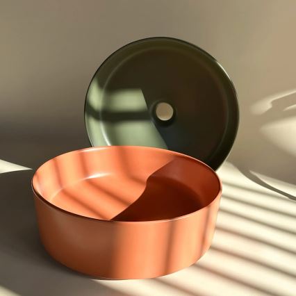 REA-U4567 - Aufsatzwaschbecken SAMI Ø 37 cm Keramik / mattes Grün