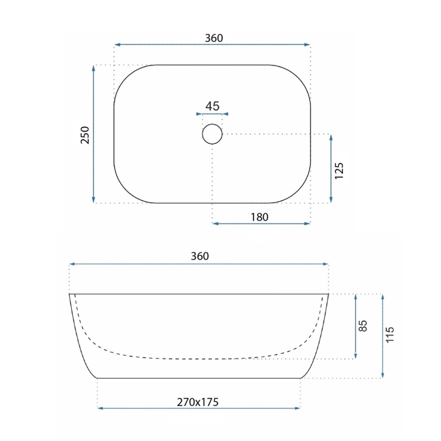 REA-U4700 - Aufsatzwaschbecken BELINDA 25x36 cm Keramik/beige/Steinoptik
