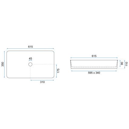 REA-U4800 - Aufsatzwaschbecken DENIS 35x61,5 cm Keramik/glänzend weiß