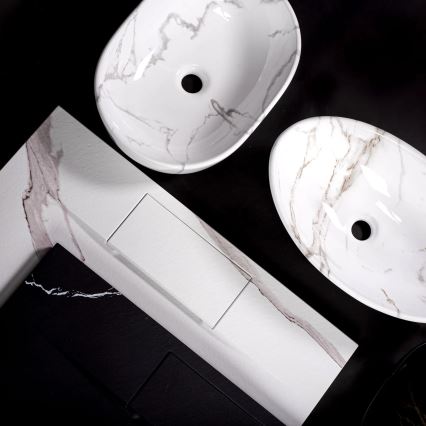 REA-U5052 - Aufsatzwaschbecken KELLY 38x49 cm Keramik/Weiß/Marmor-Dekor