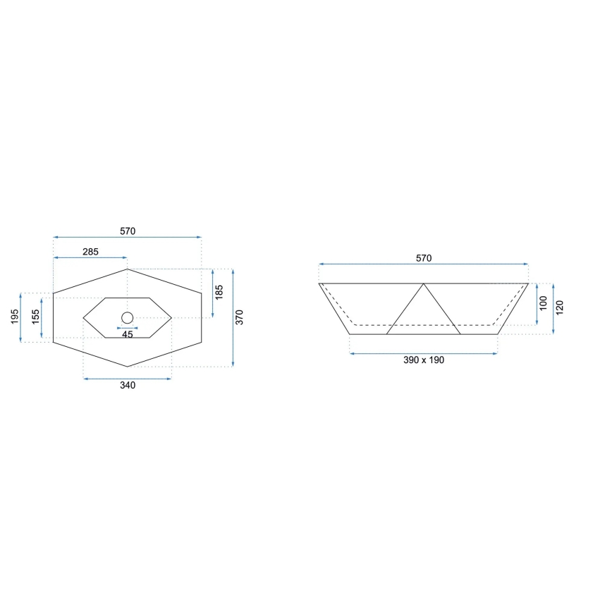 REA-U5602 - Aufsatzwaschbecken VEGAS 37x57 cm Keramik/Steinoptik