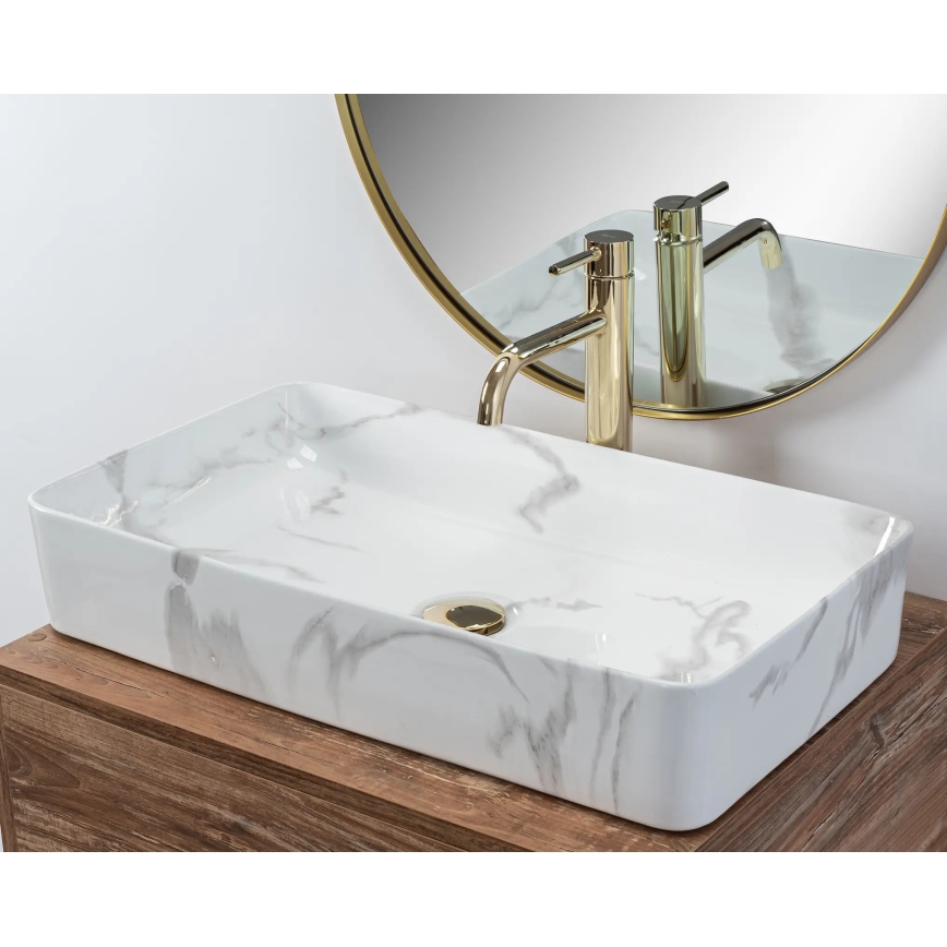 REA-U5896 - Aufsatzwaschbecken DENIS 35x61,5 cm Keramik/Marmordekor