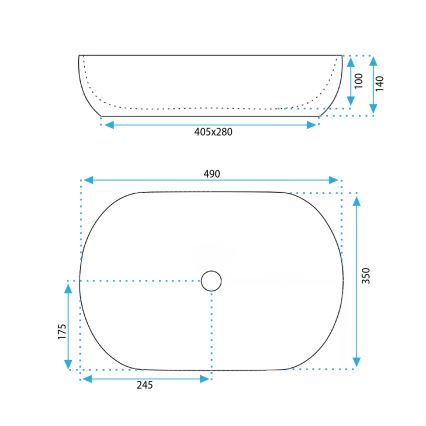 REA-U6022 - Aufsatzwaschbecken LISA 35x49 cm Keramik/hochglanzweiß