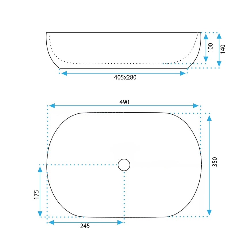 REA-U6022 - Aufsatzwaschbecken LISA 35x49 cm Keramik/hochglanzweiß