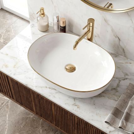 REA-U6211 - Aufsatzwaschbecken CLEO 41x60,5 cm Keramik/weiß/gold
