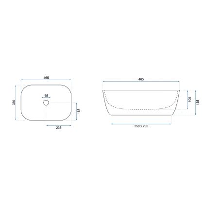 REA-U6332 - Aufsatzwaschbecken BELINDA 33x46,5 cm Keramik/schwarz/weiß