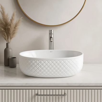REA-U6366 - Aufsatzwaschbecken OKTAWIA 35,5x50 cm Keramik/weiß