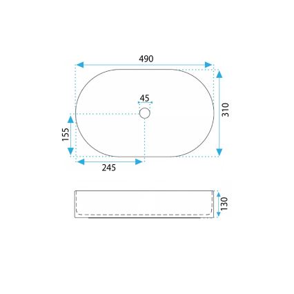 REA-U6375 - Aufsatzwaschbecken VANDA 31x49 cm Keramik/mattblau