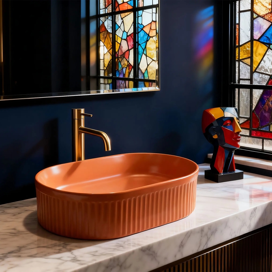 REA-U6377 - Aufsatzwaschbecken VANDA 31x49 cm Keramik/orange