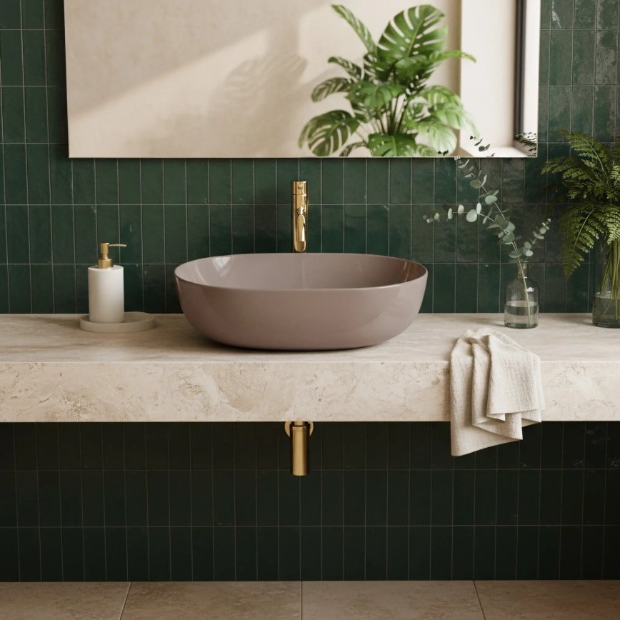 REA-U6380 - Aufsatzwaschbecken LISA 35x49 cm Keramik/glänzend braun