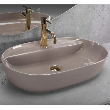REA-U6381 - Aufsatzwaschbecken AURA 41x61 cm Keramik/glänzend braun