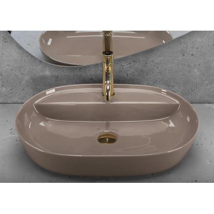 REA-U6381 - Aufsatzwaschbecken AURA 41x61 cm Keramik/glänzend braun