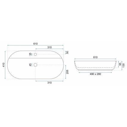 REA-U6381 - Aufsatzwaschbecken AURA 41x61 cm Keramik/glänzend braun