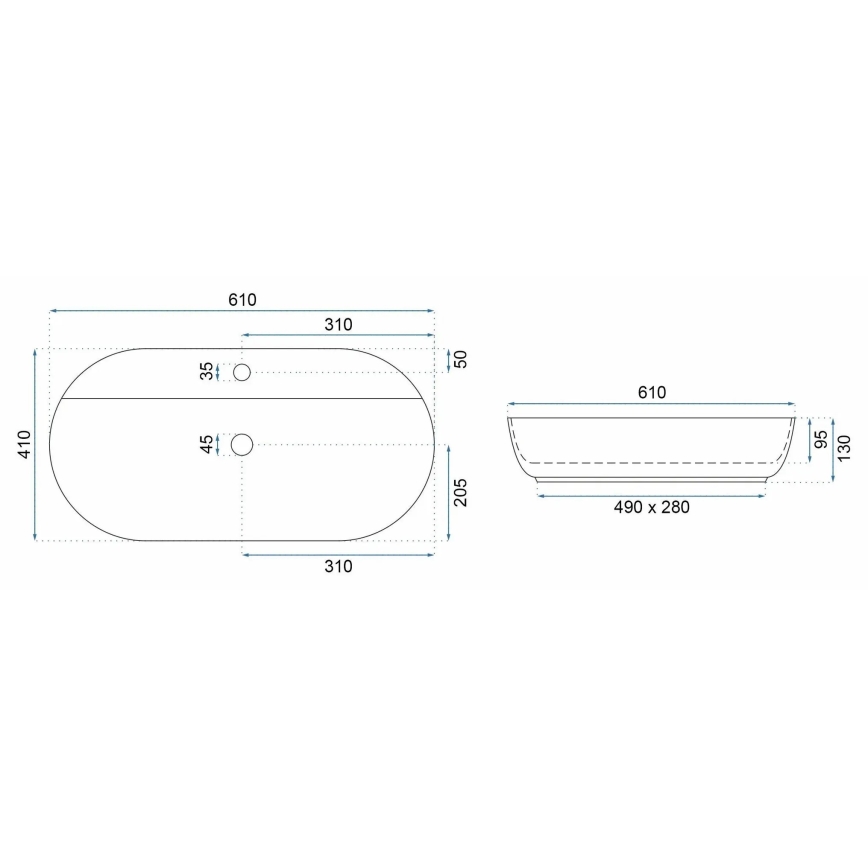 REA-U6381 - Aufsatzwaschbecken AURA 41x61 cm Keramik/glänzend braun