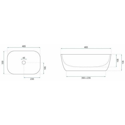 REA-U6384 - Aufsatzwaschbecken BELINDA 33 x 46,5 cm Keramik/schwarz/braun
