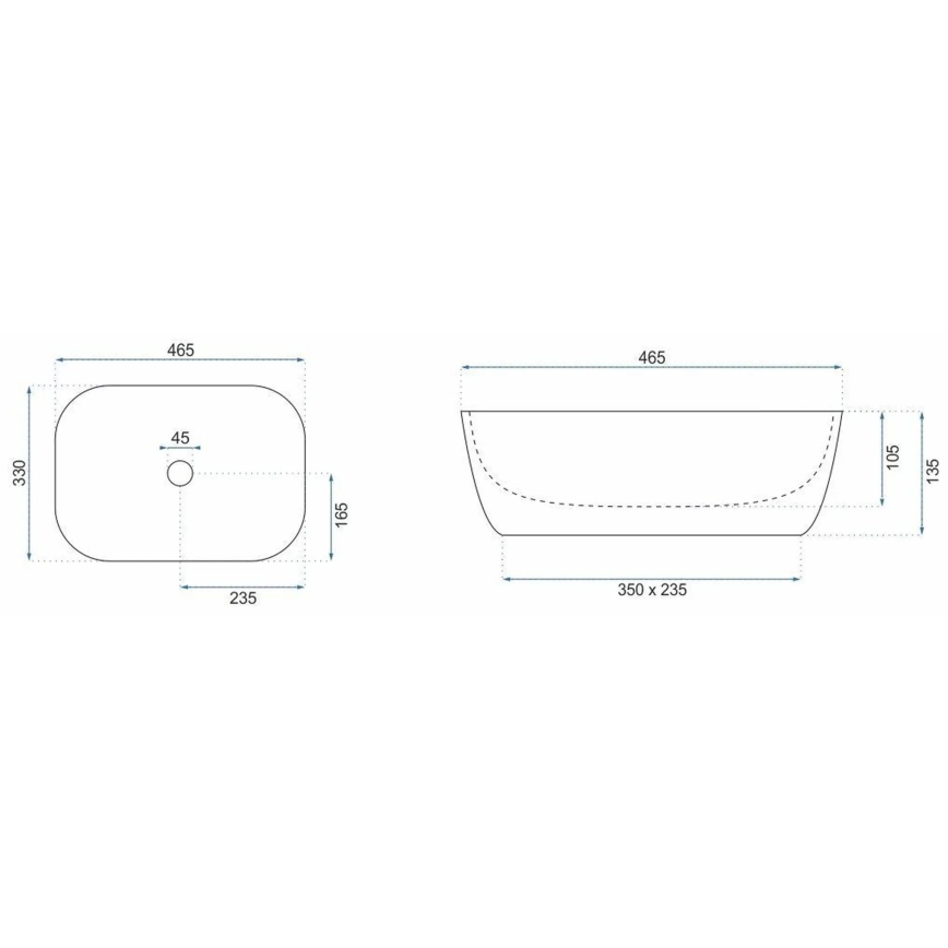 REA-U6384 - Aufsatzwaschbecken BELINDA 33 x 46,5 cm Keramik/schwarz/braun