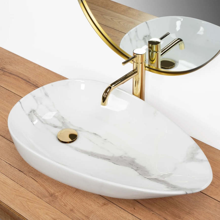 REA-U6501 - Aufsatzwaschbecken GRETA 40x65,5 cm Keramik/Steinoptik