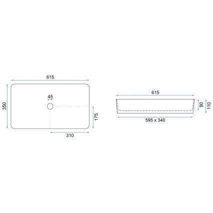 REA-U6510 - Aufsatzwaschbecken DENIS 35x61,5 cm Keramik/matt-schwarz