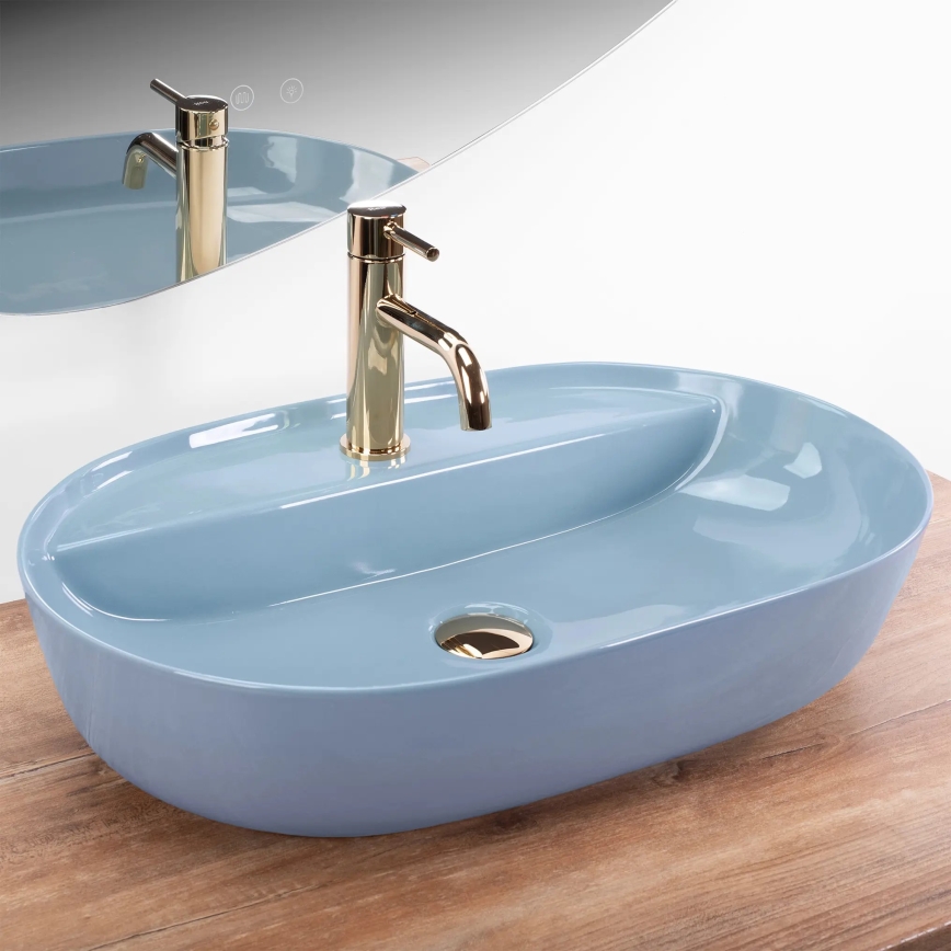 REA-U6618 - Aufsatzwaschbecken AURA 41x61 cm Keramik/glänzendes Blau