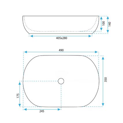 REA-U6620 - Aufsatzwaschbecken LISA 35x49 cm Keramik/glänzend blau