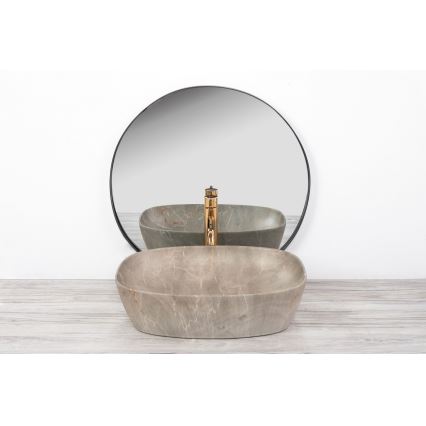 REA-U6647 - Aufsatzwaschbecken FREJA 39,5x51 cm Keramik/grau/Marmor-Optik