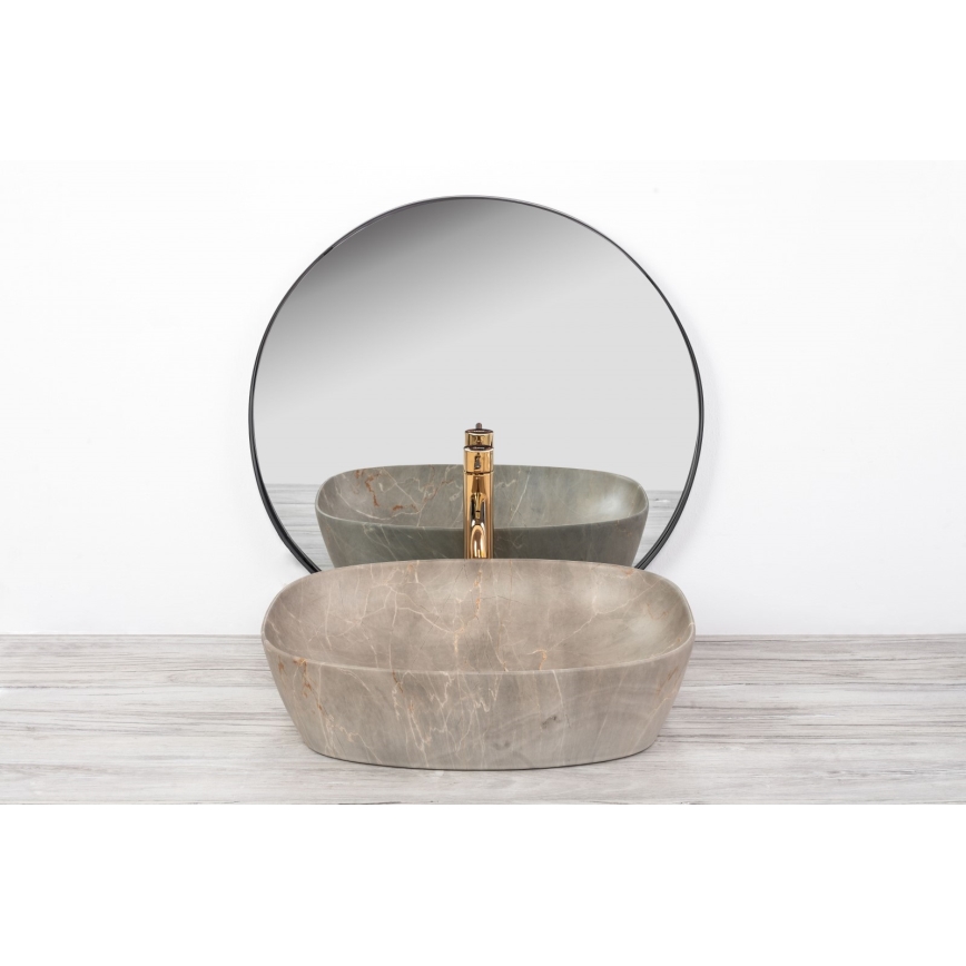 REA-U6647 - Aufsatzwaschbecken FREJA 39,5x51 cm Keramik/grau/Marmor-Optik