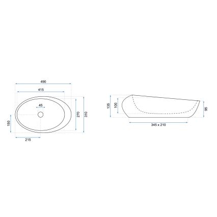 REA-U6650 - Aufsatzwaschbecken ROXY 31x49 cm Keramik/grau/Marmor-Optik