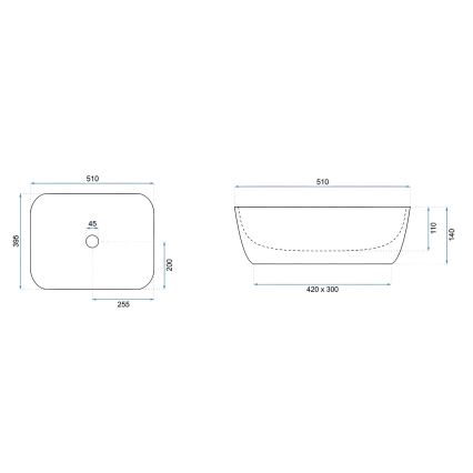 REA-U6689 - Aufsatzwaschbecken FREJA 39,5x51 cm Keramik/beige/Steinoptik