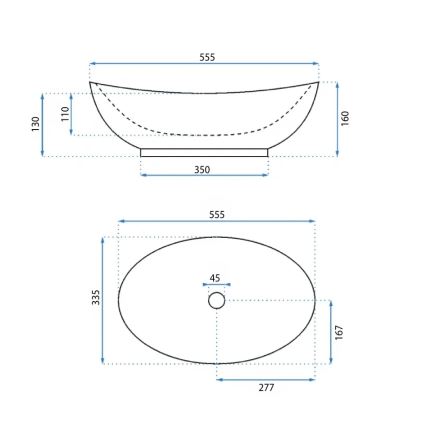 REA-U6801 - Aufsatzwaschbecken KATE 33,5x55,5 cm Keramik/glänzend weiß