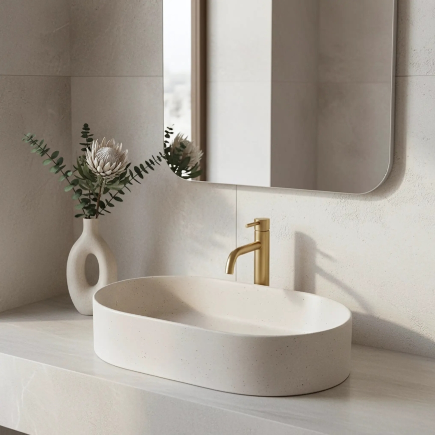 REA-U7341 - Aufsatzwaschbecken NADIA 38,5x61 cm Keramik/cremefarben