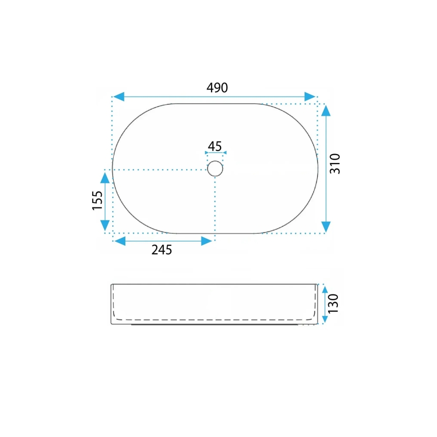 REA-U7342 - Aufsatzwaschbecken VANDA 31x49 cm Keramik/beige/Steinoptik