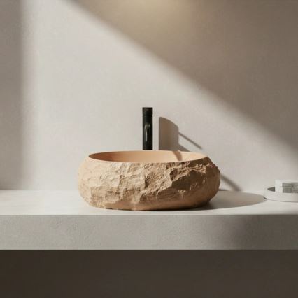 REA-U7348 - Aufsatzwaschbecken MIKA 38x50 cm orange/beige/Steinoptik