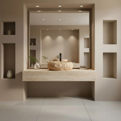 REA-U7348 - Aufsatzwaschbecken MIKA 38x50 cm orange/beige/Steinoptik